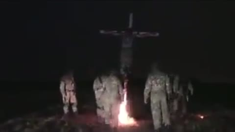 American allies in Ukraine crucifying Russian, then set him on fire