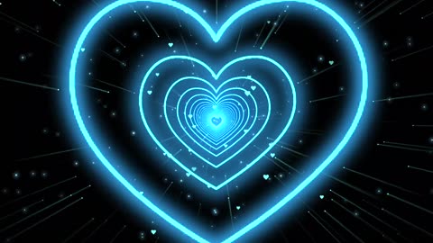 1070. Heart Tunnel Video💙Blue Neon Lights Heart Heart