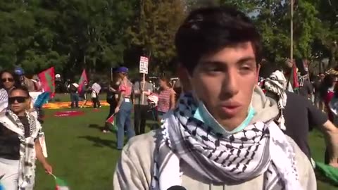 Crowds of pro-Palestinian protesters rally and march outside Democratic convention's 3rd night