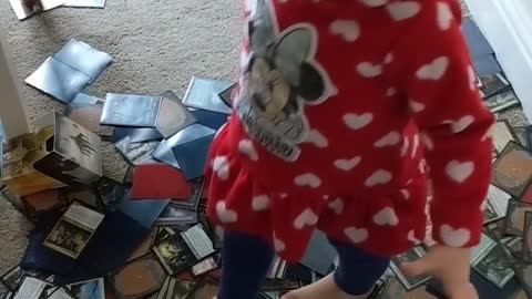 Kid Makes A Mess Of Dad's Magic Cards