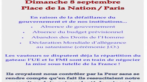 RENDEZ-VOUS LE 8 SEPTEMBRE PLACE DE LA NATION POUR RETROUVER LA LIBERTE VENEZ NOMBREUX !