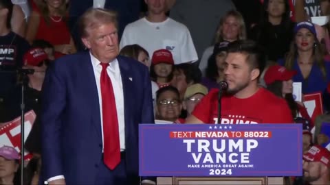 Trump welcomes former UFC champion Henry Cejudo on stage in Las Vegas!