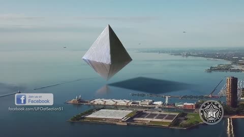 Octahedral UFO over LAKE MICHIGAN CHICAGO - USA (CGI)