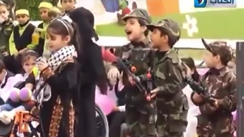 Palestinian Children Pretending To Kill Israeli Soldiers In School Play