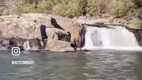 Linville Falls in the Blue Ridge Mountains in North Carolina. Hiking