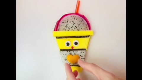 Easy fruit Art - make a simple fruit decoration with mango and dragon fruit #art #craft #fun