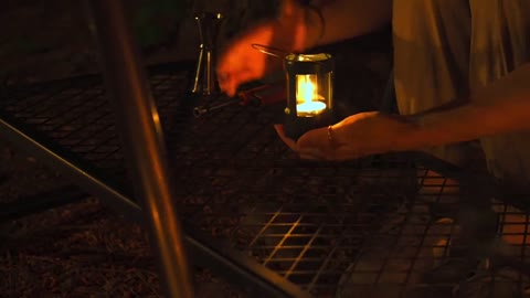 Camping in the outdoor camp in the forest. In case of light rain, enjoy the camping time alone