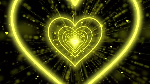 785. Heart Tunnel Background💛Yellow Neon Heart Background Heart r Heart