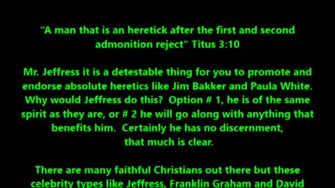 Robert Jeffress EXPOSED promoting rank heretics Paula White, Jim Bakker, Crouch Family TBN