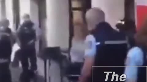 French Shoo Away Jab Pass Checking Cops From A Restaurant