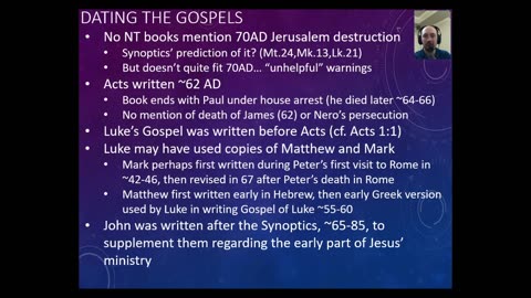 New Testament reliability - Synoptics dating part two 10-11