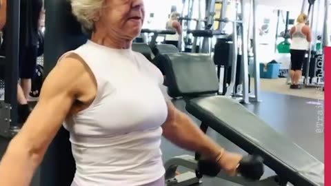 78years old lady doing fitness