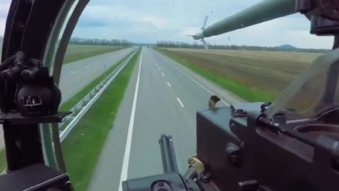 Ukrainian Attack Helicopters Using the Highway