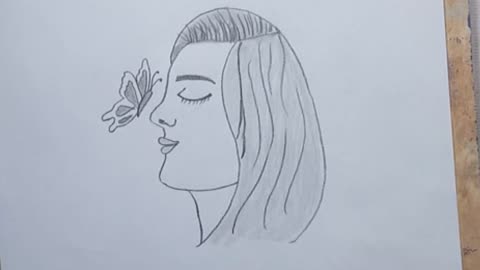 Butterfly drawing | girl sketch