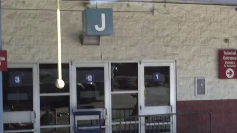 Greyhound bus from las Vegas arrives at Los Angeles Greyhound station