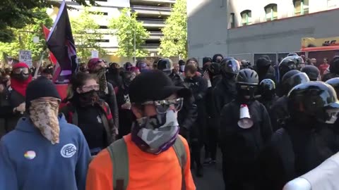 June 29 2019 Portland 0.1 antifa marching