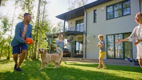 Beautiful Family With Happy a Dog