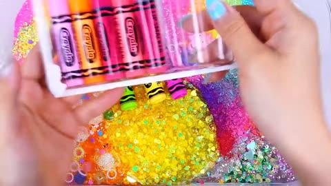 Peppa pig Rainbow Slime Mixing Random Cute,shiny things into slime #ASMR #Satisfying#slimevideo #슬라임