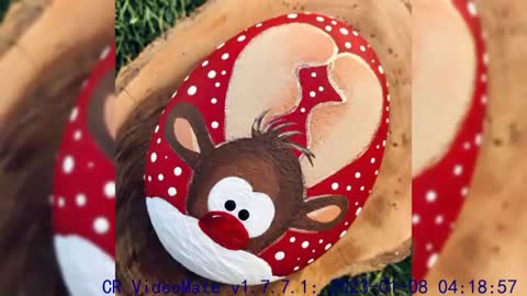 attractive and stunning Christmas stone rock painting ideas