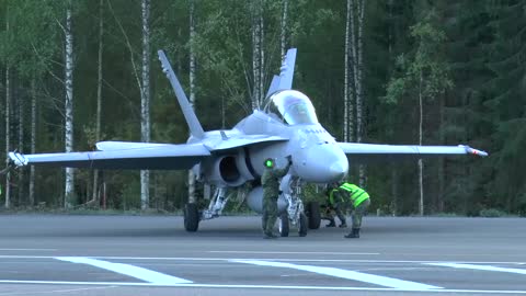 F-18D Hornet hot refueling on the highway