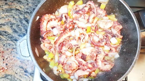 Chinese Style Spicy Garlic Stir Fry Octopus_Calamary. Best sea Food Recipe.