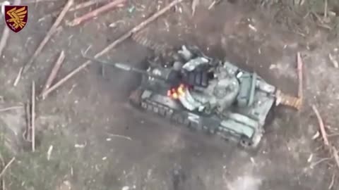 Ukrainian 95th Air Assault Brigade destroys a Russian tank in the forests of Luhansk Oblast.