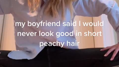 my boyfriend said I would never look good in short peachy hair