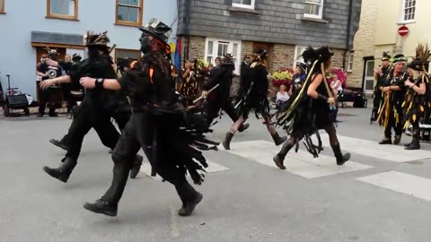 Beltane Border Morris dancing Huntress in Cawsand 20 Sept 2014