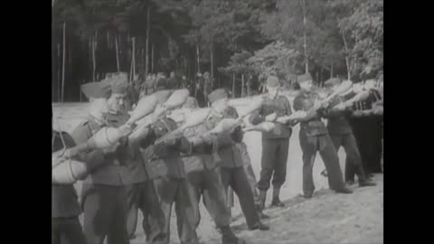 German troops training with Panzerfaust, Faustpatrone, Panzerschreck and Sturmgewehr 44