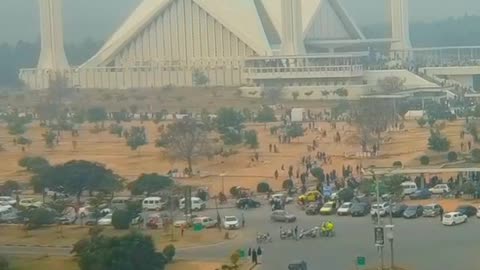 Beautiful Drone View Of Shah Faisal Mosque