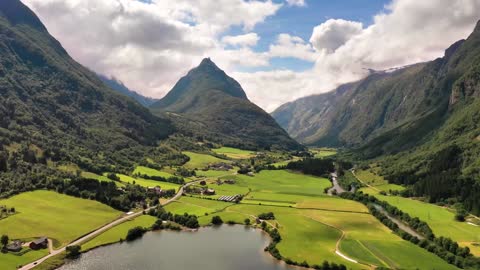 aerial footage beautiful nature norway