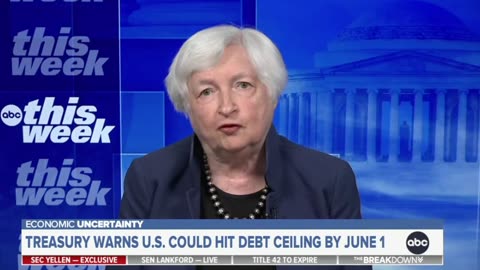 Treasury Sec. Janet Yellen: "Our current projection is that in early June a day will come when we are unable to pay our bills..."