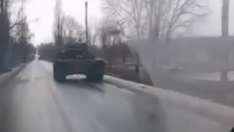 Road accident with a russian tank!