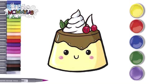 Step-by-Step Kawaii Cream Caramel Dessert Drawing and Coloring Tutorial: Fun for Kids!