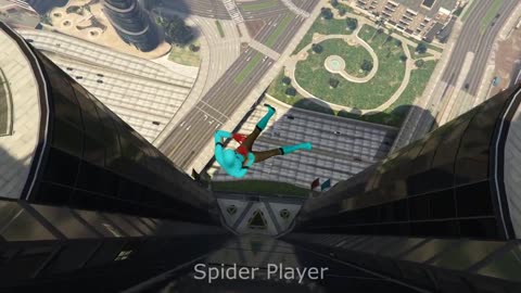 GTA 5 rainbow spider man jumping off highest building