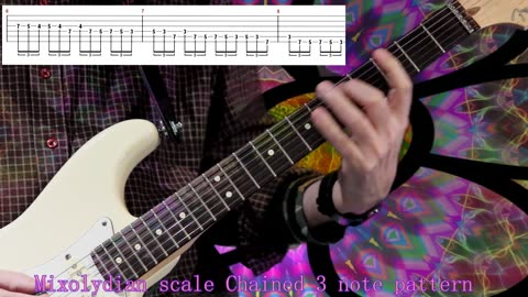 Mixolydian scale Chained 3 note pattern