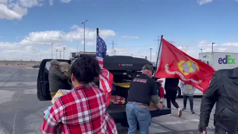 At the Truckers for Freedom USA Adelanto stadium now! The convoy is on! How can you help