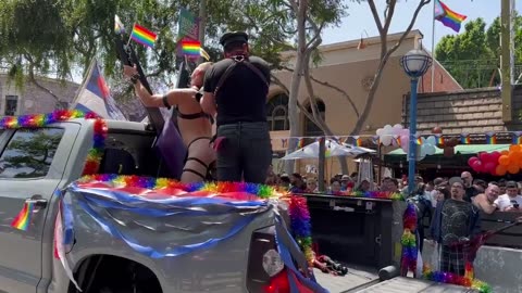 PUBLIC CHOCKING AT PRIDE MARCH IN SANTA MONICA BLVD