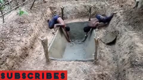 Primitive survival builders_build swimming pools underground house and primitive builder pool