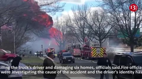 Moment fatal fuel truck crash causes explosion in Maryland