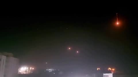 Iron Dome of Israel defence neutralising missiles fired from Gaza