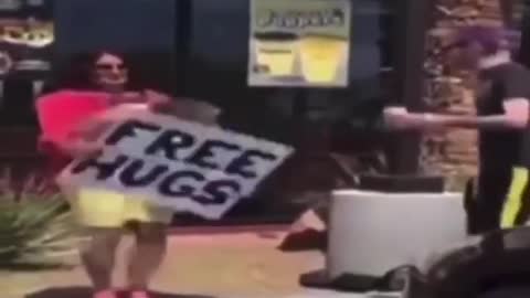 Man refuses to give free hugs to the girl