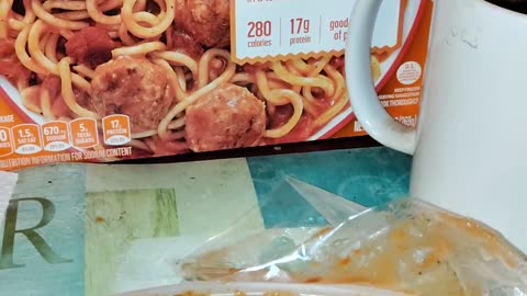 Eating Lean Cuisine Spaghetti With Meat Sauce, Dbn, MI, 11/26/23