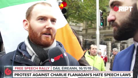 Rally for Free Speech at Dáil Éireann, protesting Fine Gael's upcoming attempts to censor speech