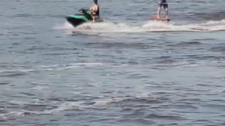 Hoverboarding on the river