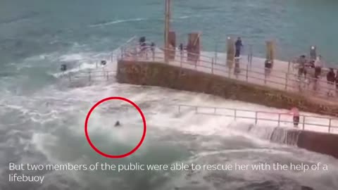 Devon: Footage Shows Moments Girl is Swept Into The Sea By Huge Wave