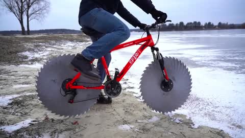 Imaginary bike riding in the ice.