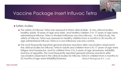 Raina Cruise - Influenza vaccine Influvac tetra