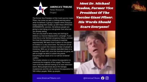 Dr. Michael Yeadon Former Pfizer VP, BOOSTERS are to KILL YOU