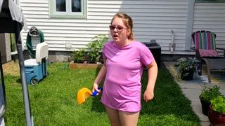 Throwing water balloons